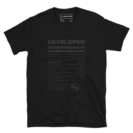 "Developer Nutritional Facts" Tee