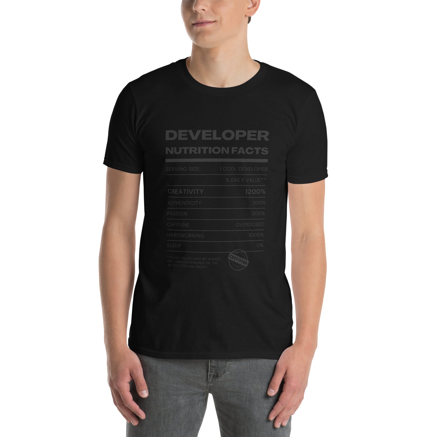 "Developer Nutritional Facts" Tee