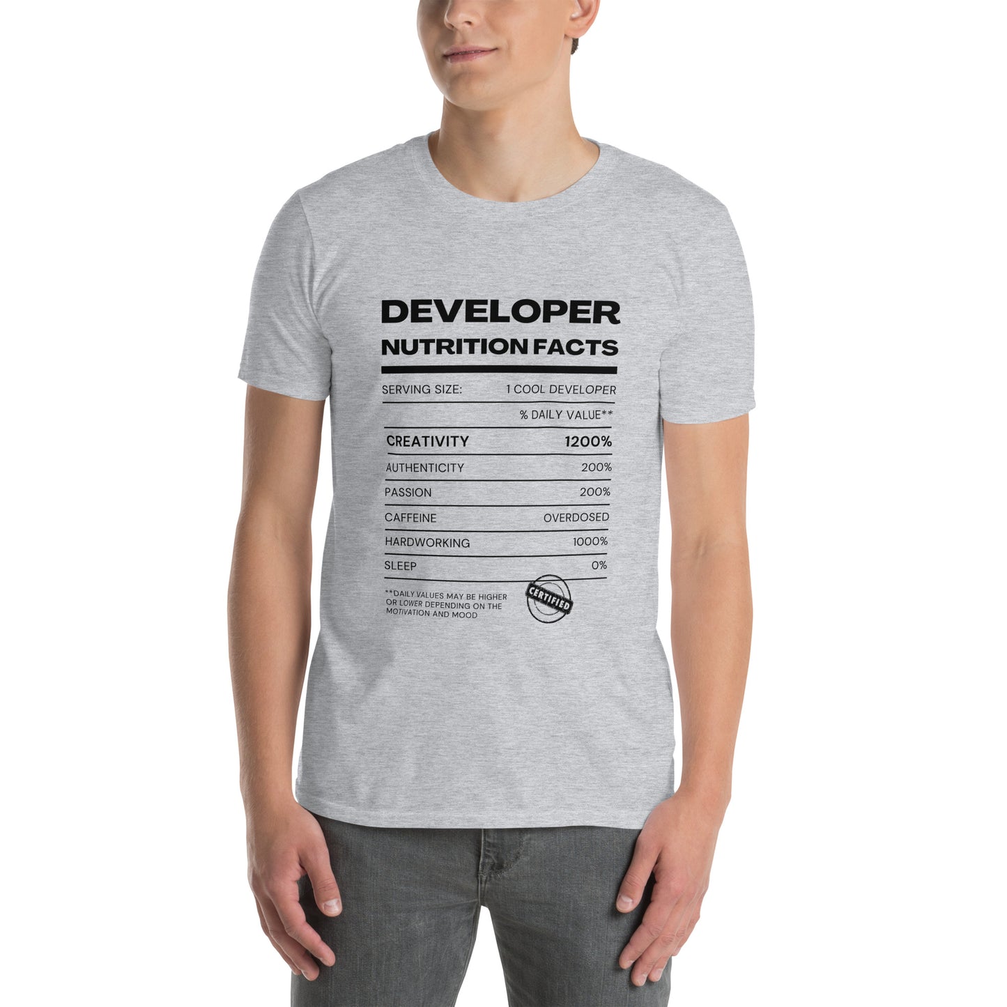 "Developer Nutritional Facts" Tee