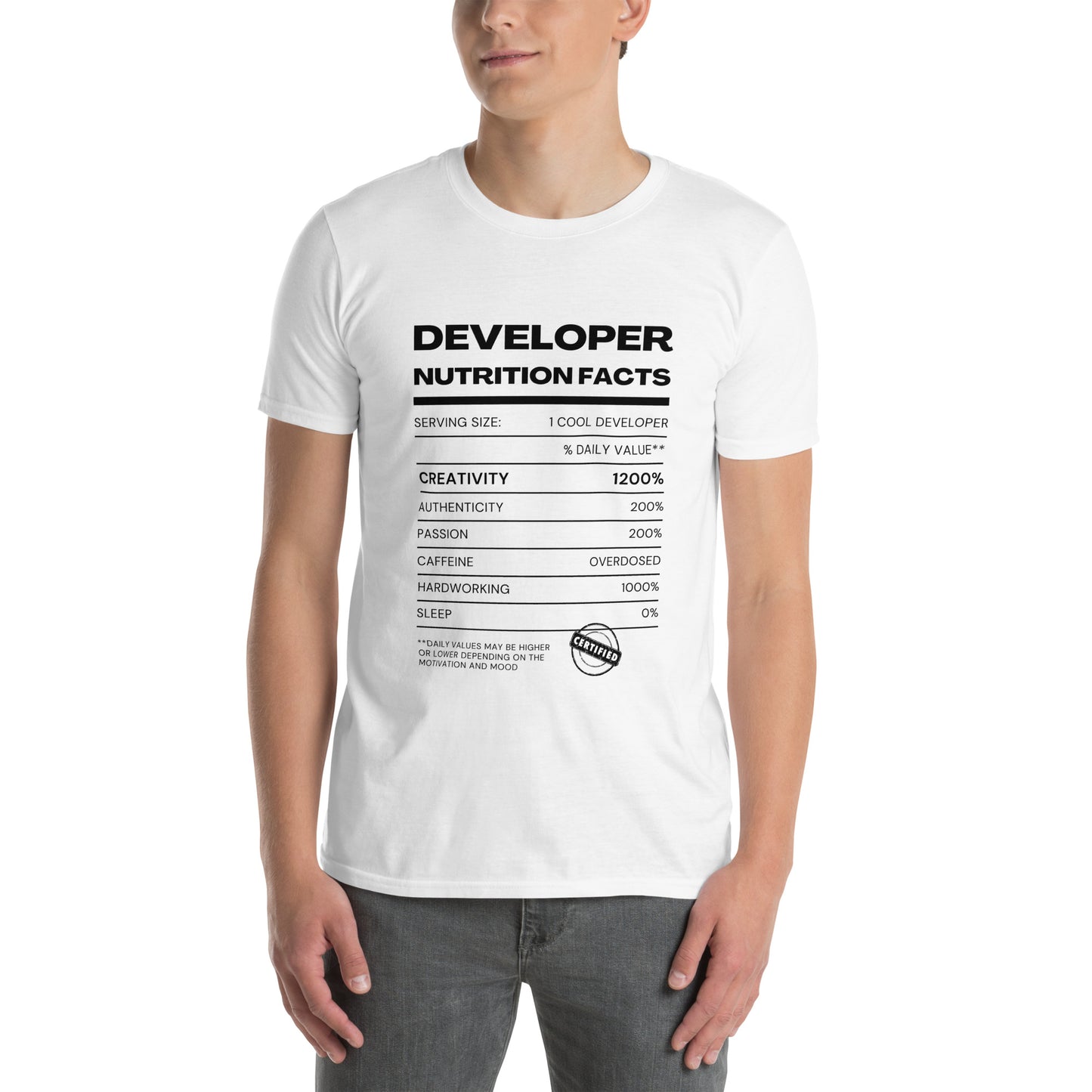 "Developer Nutritional Facts" Tee