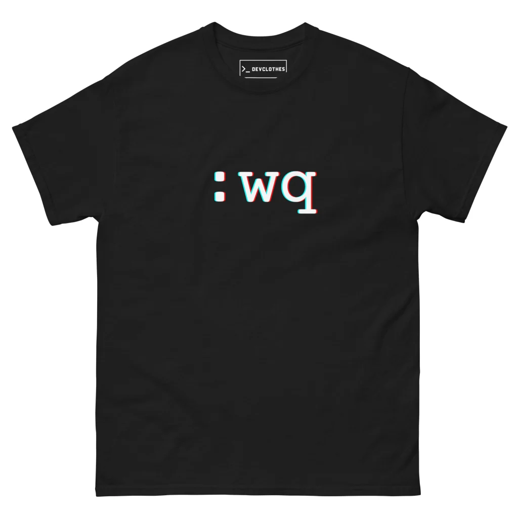 :wq Vim T-Shirt, front