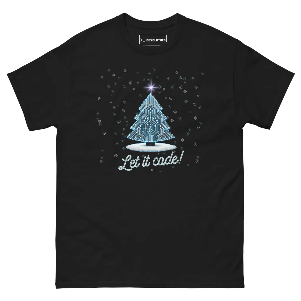Let It Code Christmas T-Shirt, front