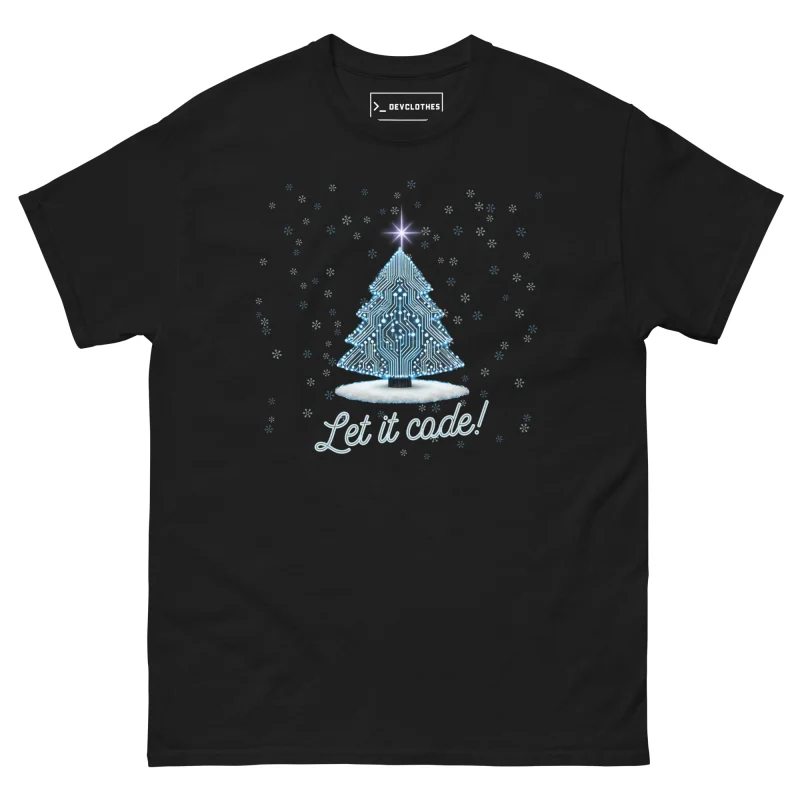 Let It Code Christmas T-Shirt, front