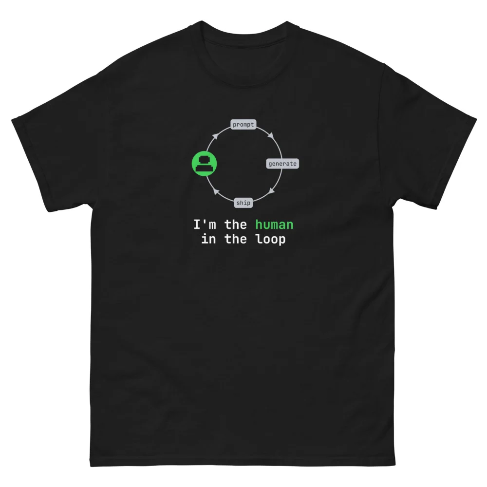 Human in the Loop T-Shirt, worn, black